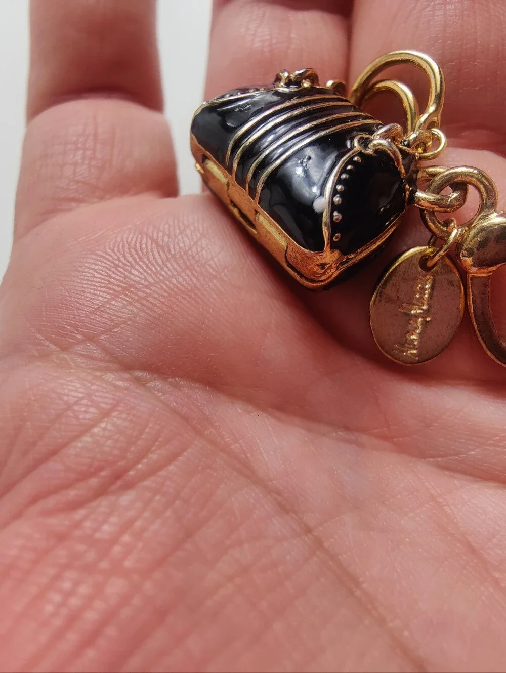 Vintage Neiman Marcus Limited Edition Miniature Purse Charm Black Enamel Gold